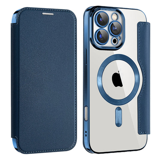 Coque MagSafe pour Apple iPhone 16 Pro Max, Techsuit, SmartMag Book, Bleue