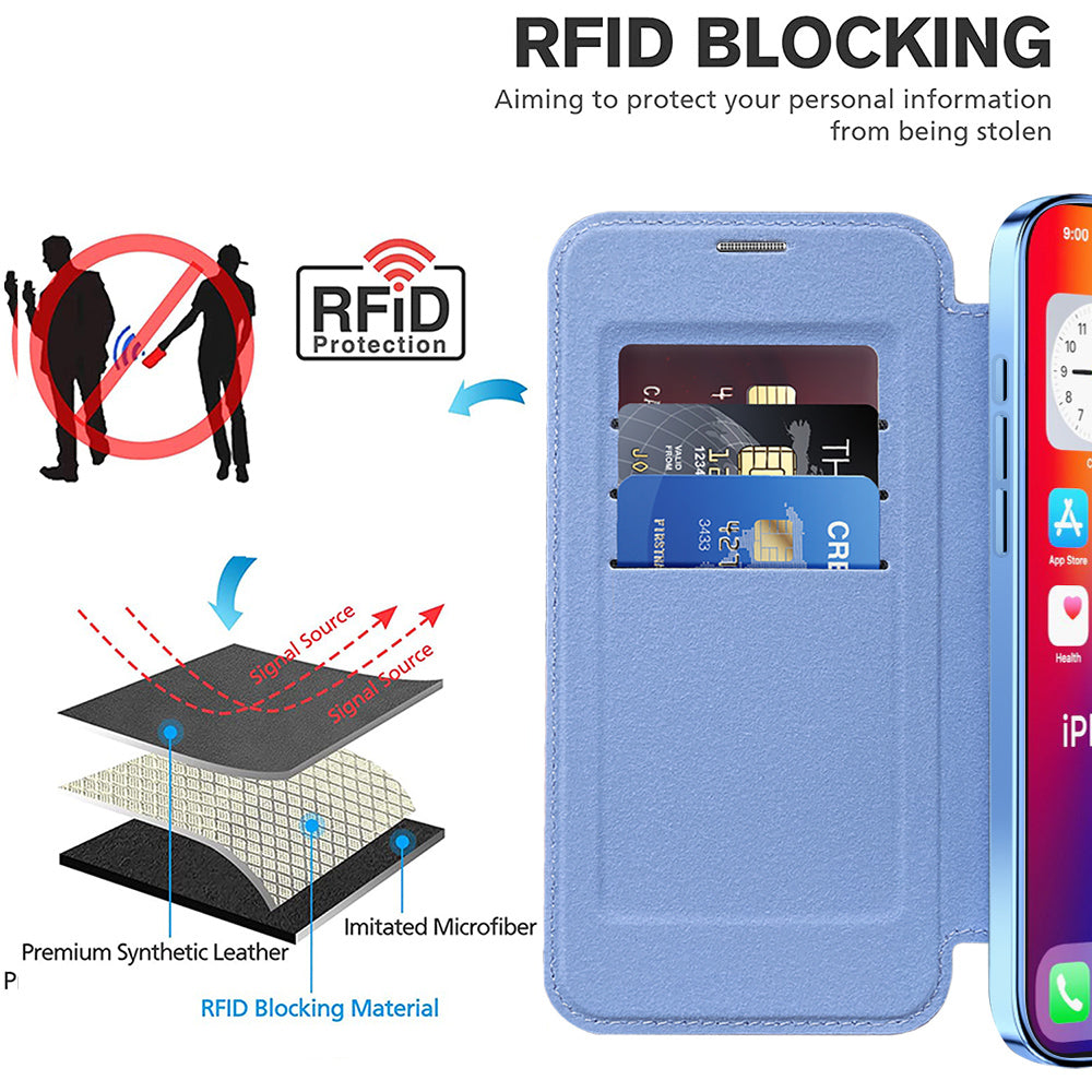 Coque MagSafe pour Apple iPhone 16 Pro Max, Techsuit, SmartMag Book, Bleu
