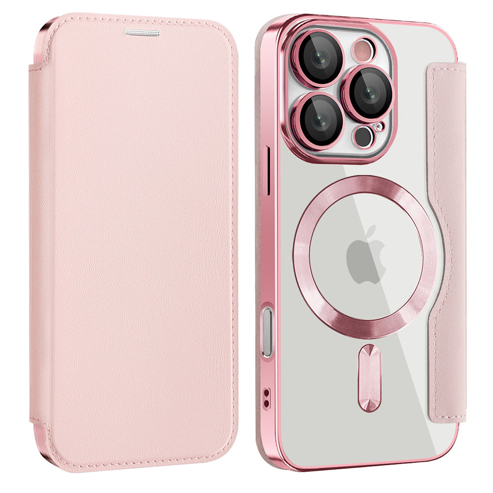 Coque MagSafe pour Apple iPhone 16 Pro Max, Techsuit, SmartMag Book, Rose