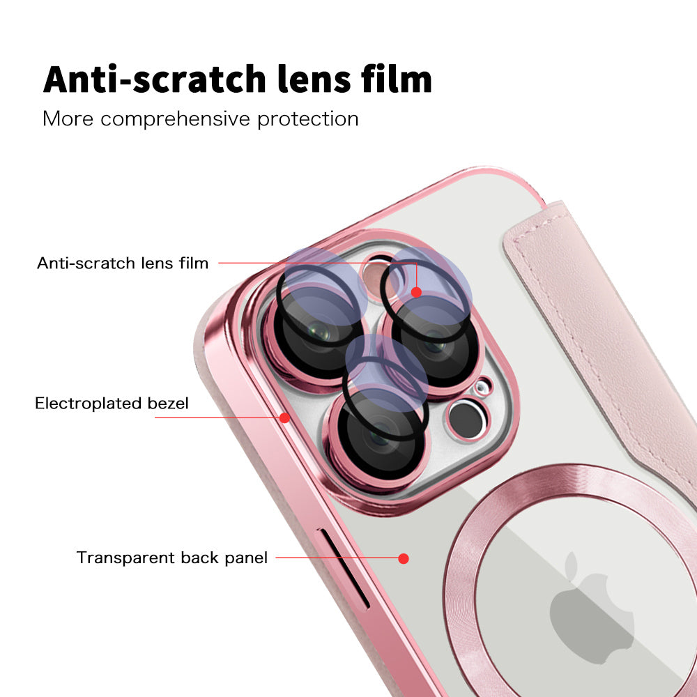 Coque MagSafe pour Apple iPhone 16 Pro Max, Techsuit, SmartMag Book, Rose
