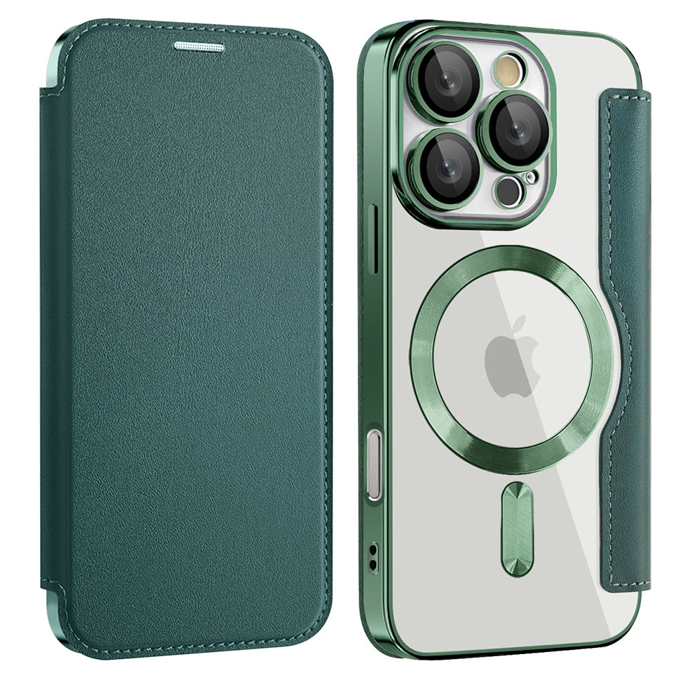 Coque MagSafe pour Apple iPhone 16 Pro Max, Techsuit, SmartMag Book, Vert