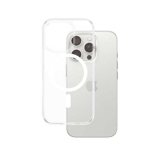 Coque MagSafe pour Apple iPhone 16 Pro, PanzerGlass, HardCase, Transparente Blanche