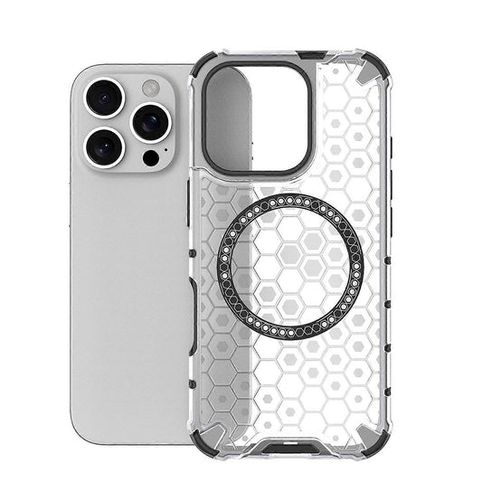 Coque MagSafe pour Apple iPhone 16 Pro, Techsuit, HoneyComb Shield, Blanche