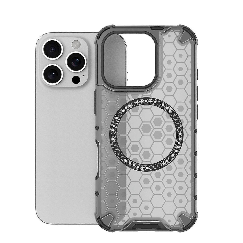 Coque MagSafe pour Apple iPhone 16 Pro, Techsuit, HoneyComb Shield, Noire