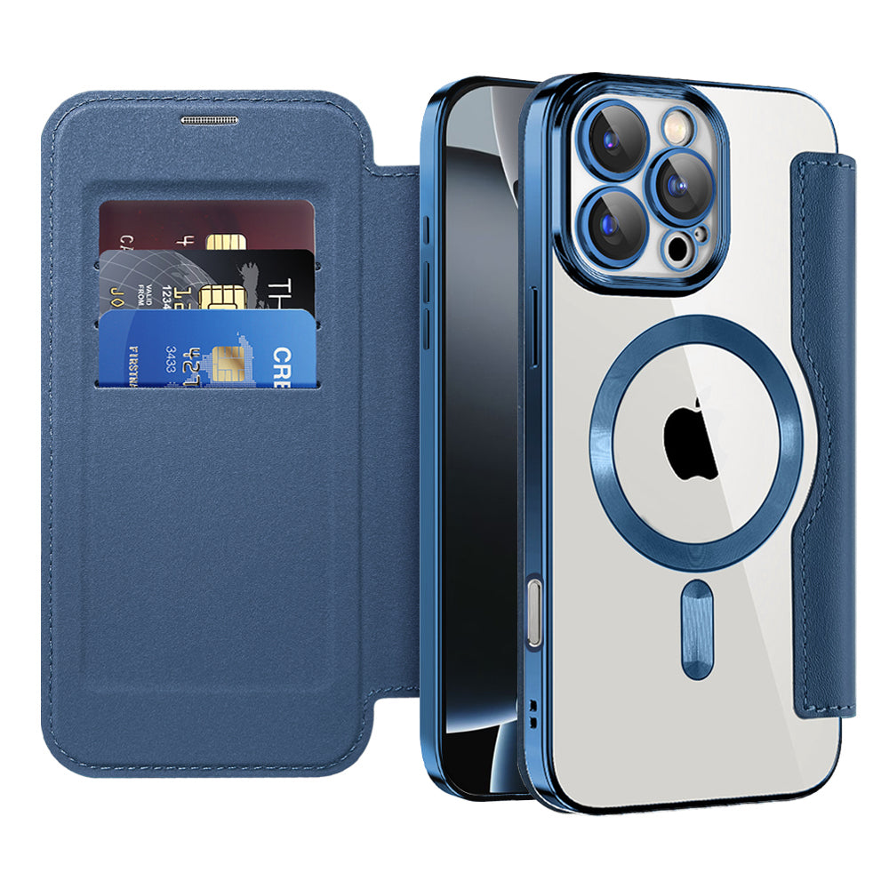 Coque MagSafe pour Apple iPhone 16 Pro, Techsuit, SmartMag Book, Bleue