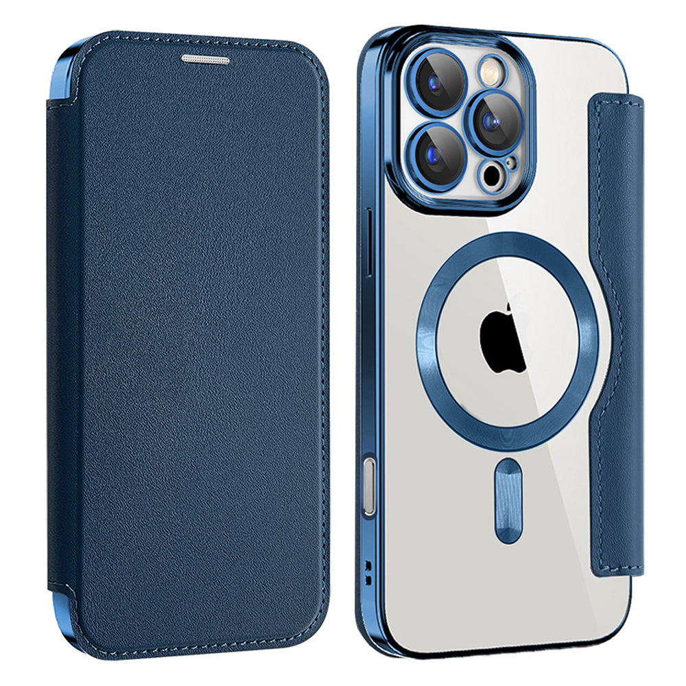 Coque MagSafe pour Apple iPhone 16 Pro, Techsuit, SmartMag Book, Bleue