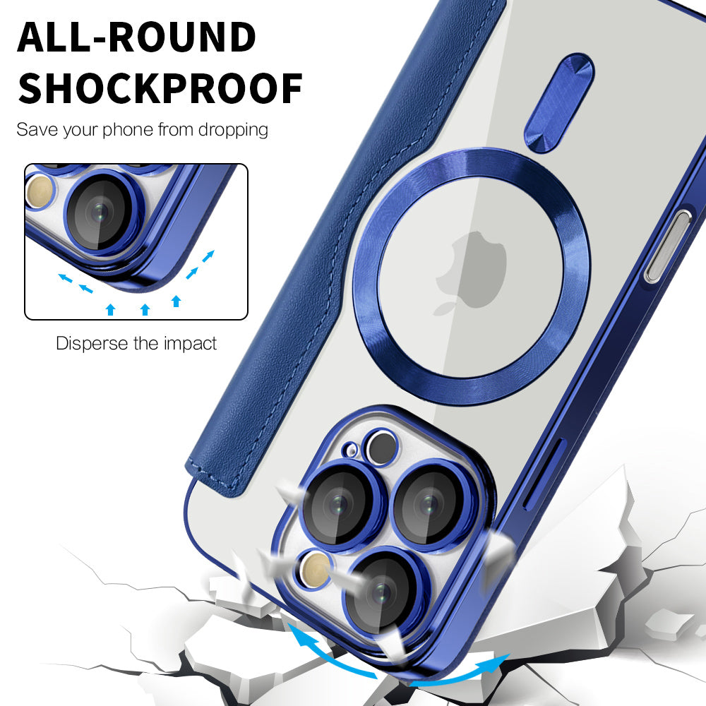 Coque MagSafe pour Apple iPhone 16 Pro, Techsuit, SmartMag Book, Bleue