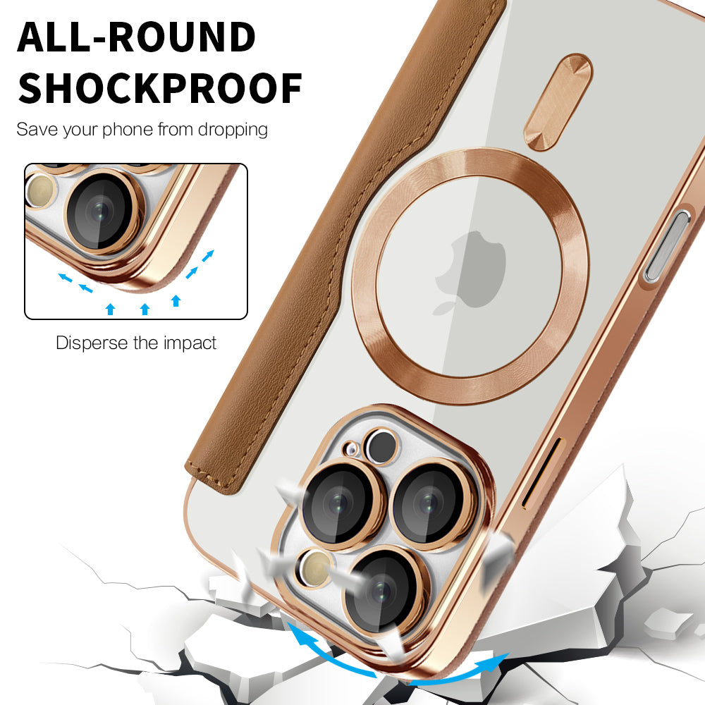 Coque MagSafe pour Apple iPhone 16 Pro, Techsuit, SmartMag Book, Marron