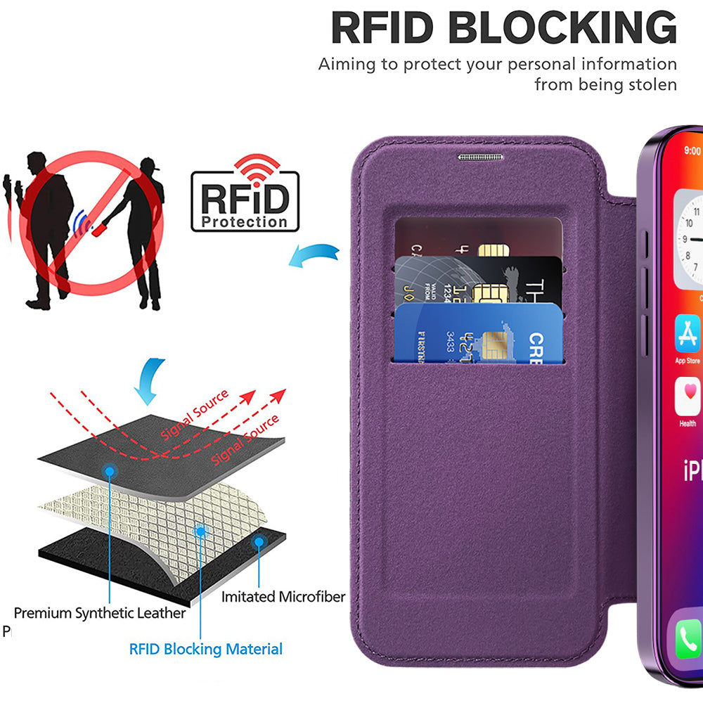 Coque MagSafe pour Apple iPhone 16 Pro, Techsuit, SmartMag Book, Violet