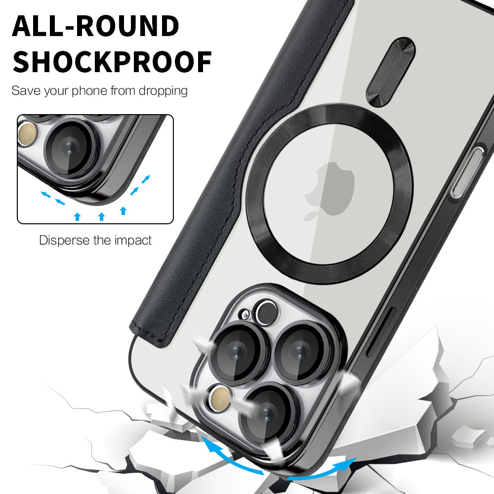Coque MagSafe pour Apple iPhone 16 Pro, Techsuit, SmartMag Book, Noire