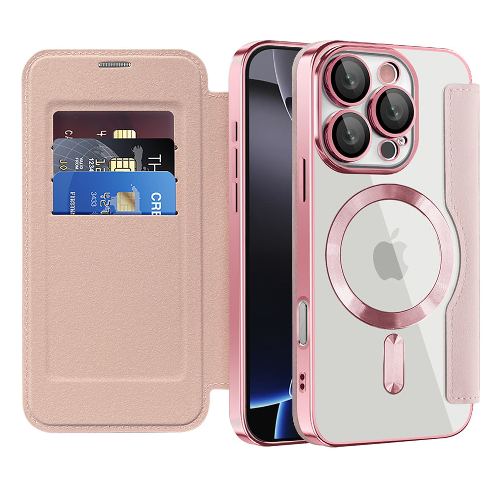 Coque MagSafe pour Apple iPhone 16 Pro, Techsuit, SmartMag Book, Rose