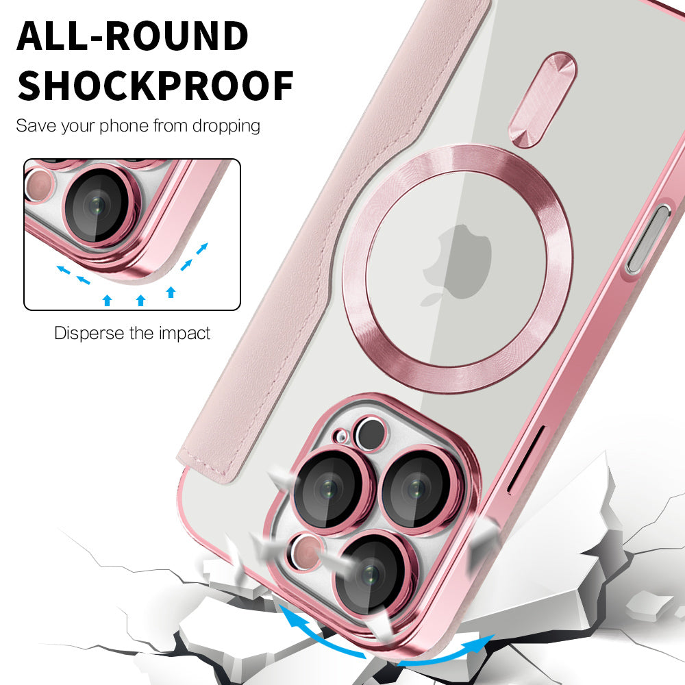 Coque MagSafe pour Apple iPhone 16 Pro, Techsuit, SmartMag Book, Rose