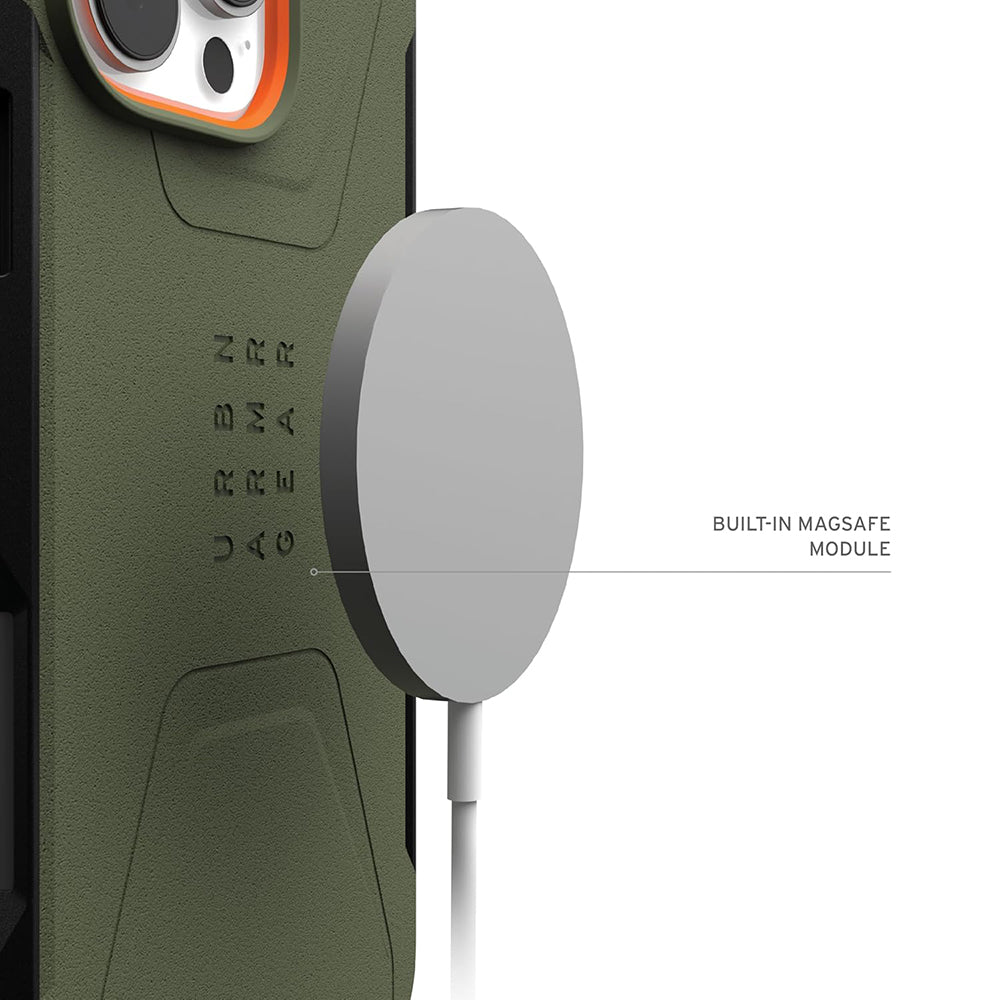 Coque MagSafe pour Apple iPhone 16 Pro, Urban Armor Gear, Civilian, Vert