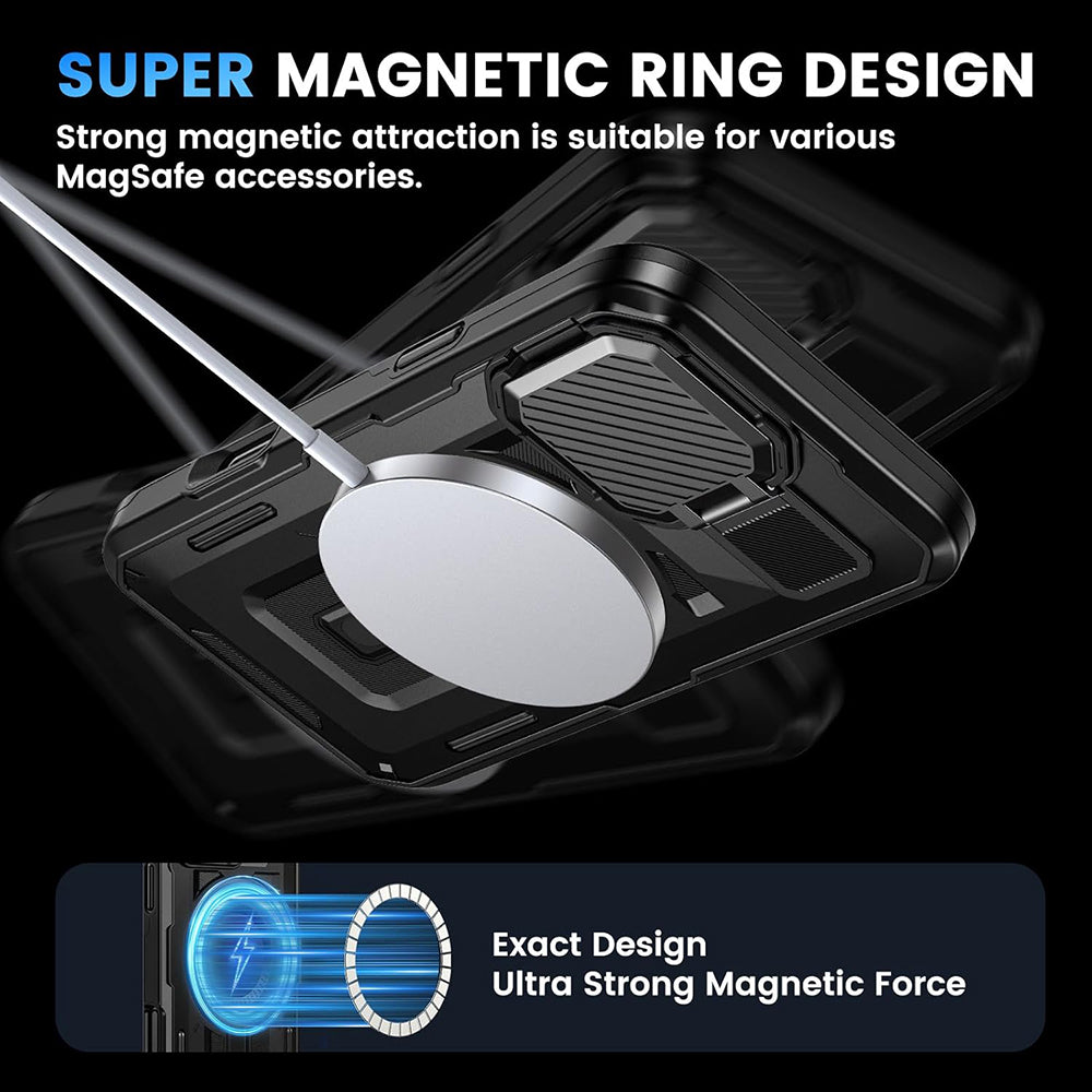 Coque MagSafe pour Apple iPhone 16, Techsuit, CamVault, Noire