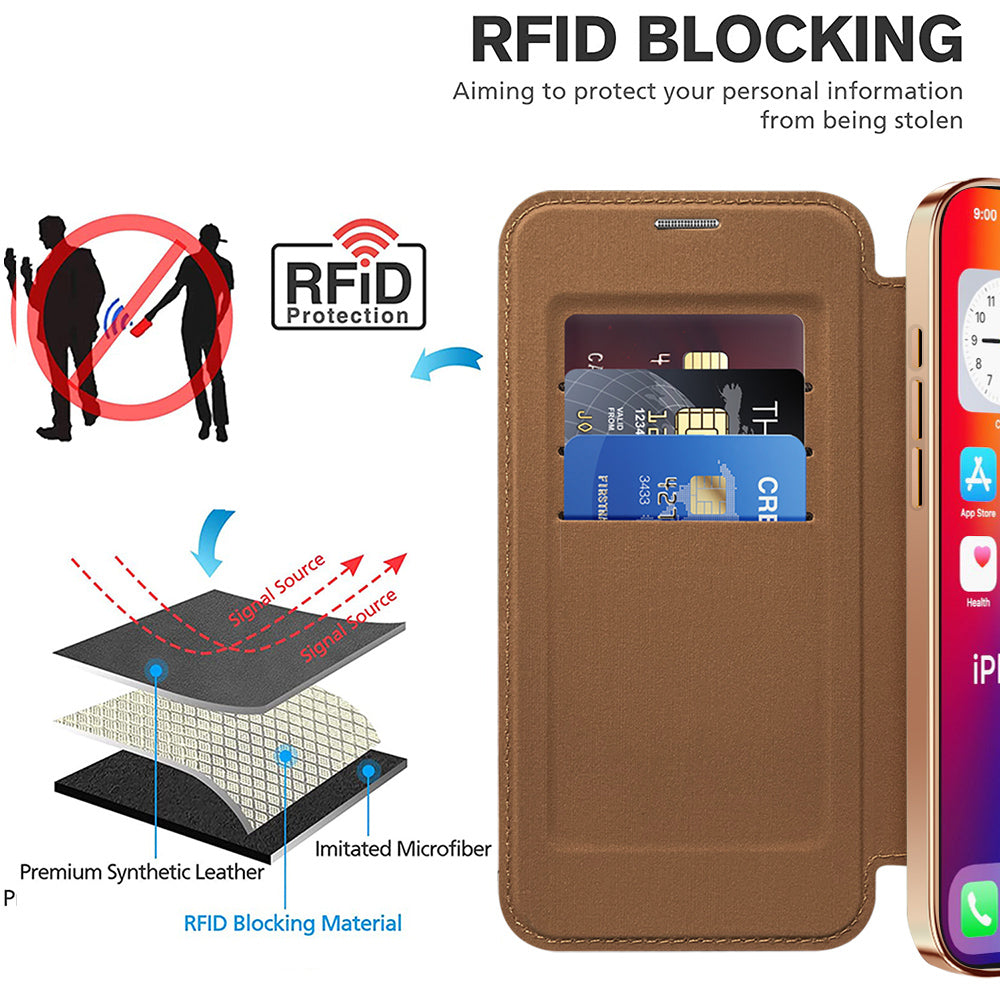 Coque MagSafe pour Apple iPhone 16, Techsuit, SmartMag Book, Marron