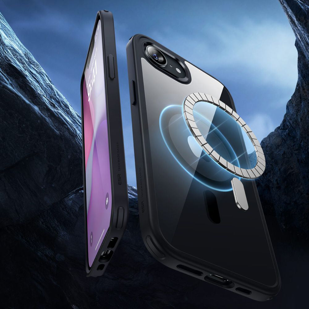 Coque MagSafe pour Apple iPhone 17e / 16e, ESR, Classic Hybrid, Noir Transparent