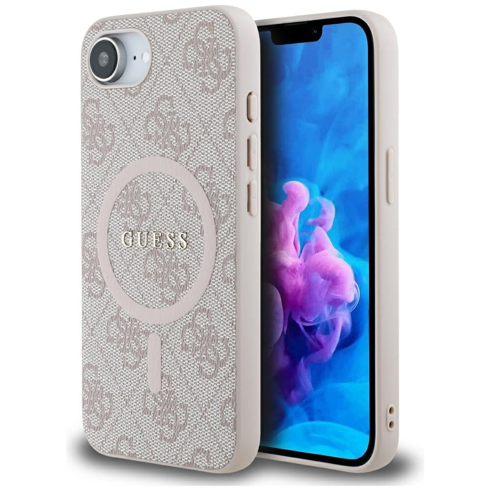 Étui MagSafe pour Apple iPhone 17e / 16e, Guess, 4G Ring Classic Logo, Rose