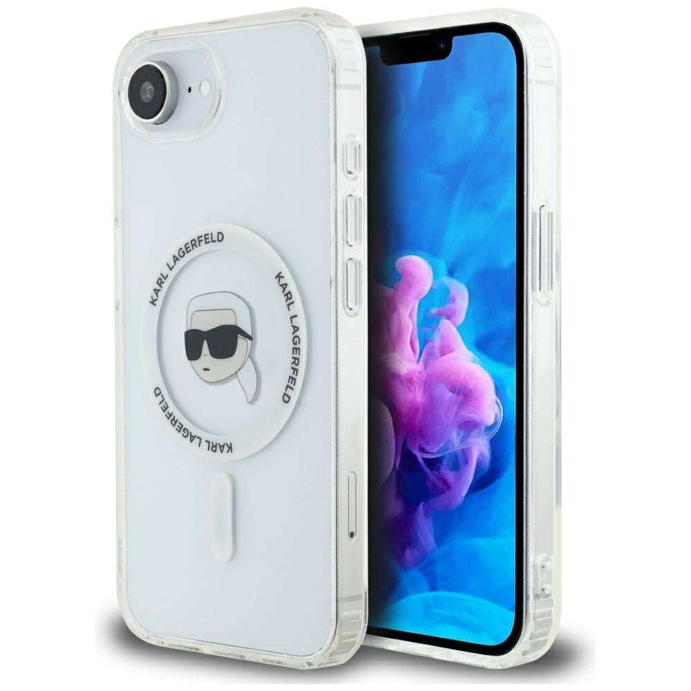 Coque MagSafe pour Apple iPhone 17e / 16e, Karl Lagerfeld, IML Karl's Head, Blanche