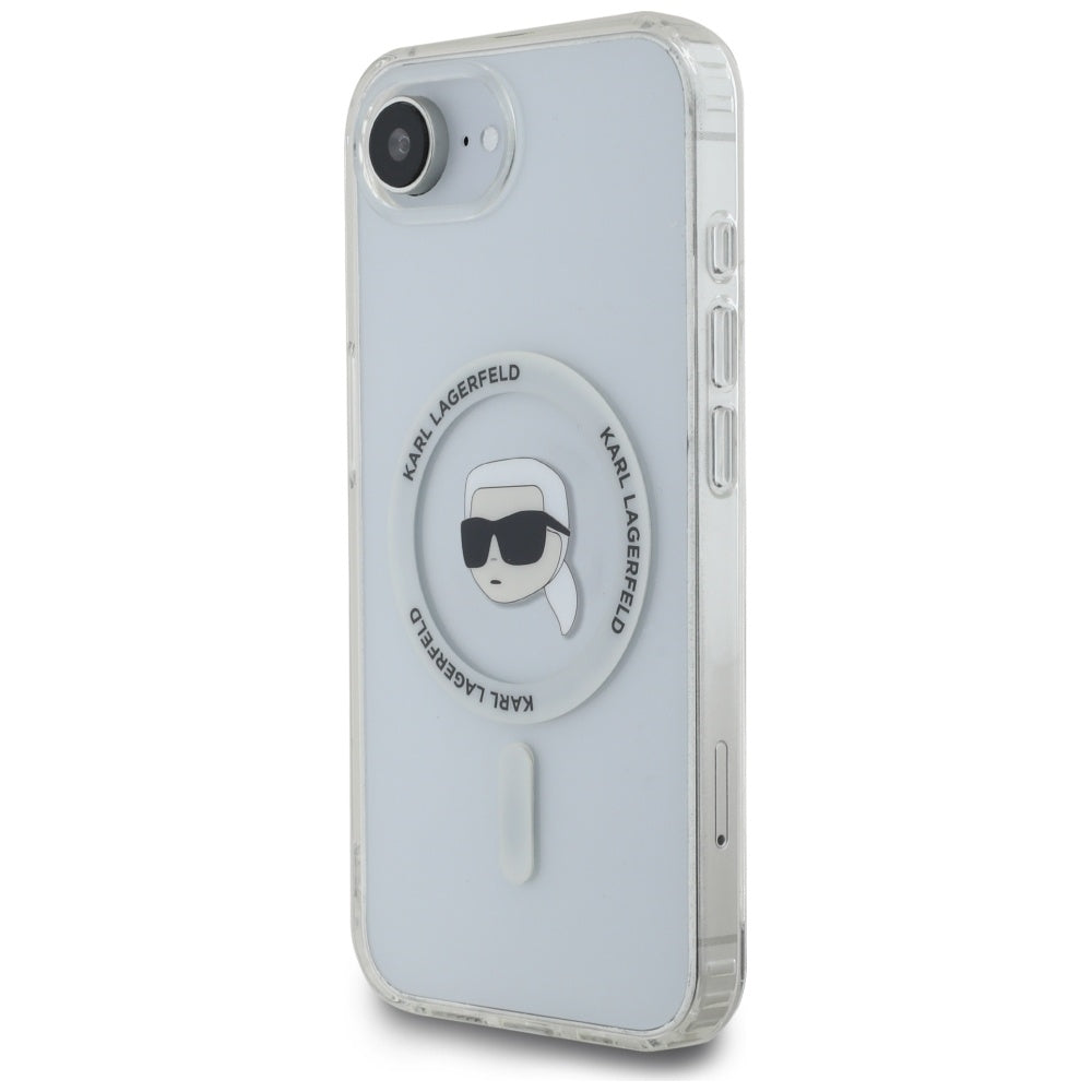 Coque MagSafe pour Apple iPhone 17e / 16e, Karl Lagerfeld, IML Karl's Head, Blanche