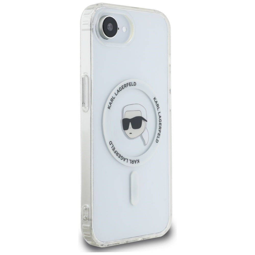 Coque MagSafe pour Apple iPhone 17e / 16e, Karl Lagerfeld, IML Karl's Head, Blanche