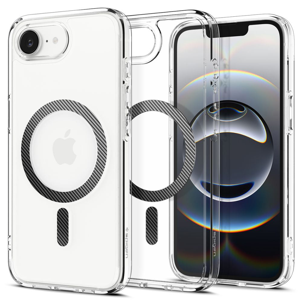 Coque MagSafe pour Apple iPhone 17e / 16e, Spigen, Ultra Hybrid Carbon, Transparente ACS09140