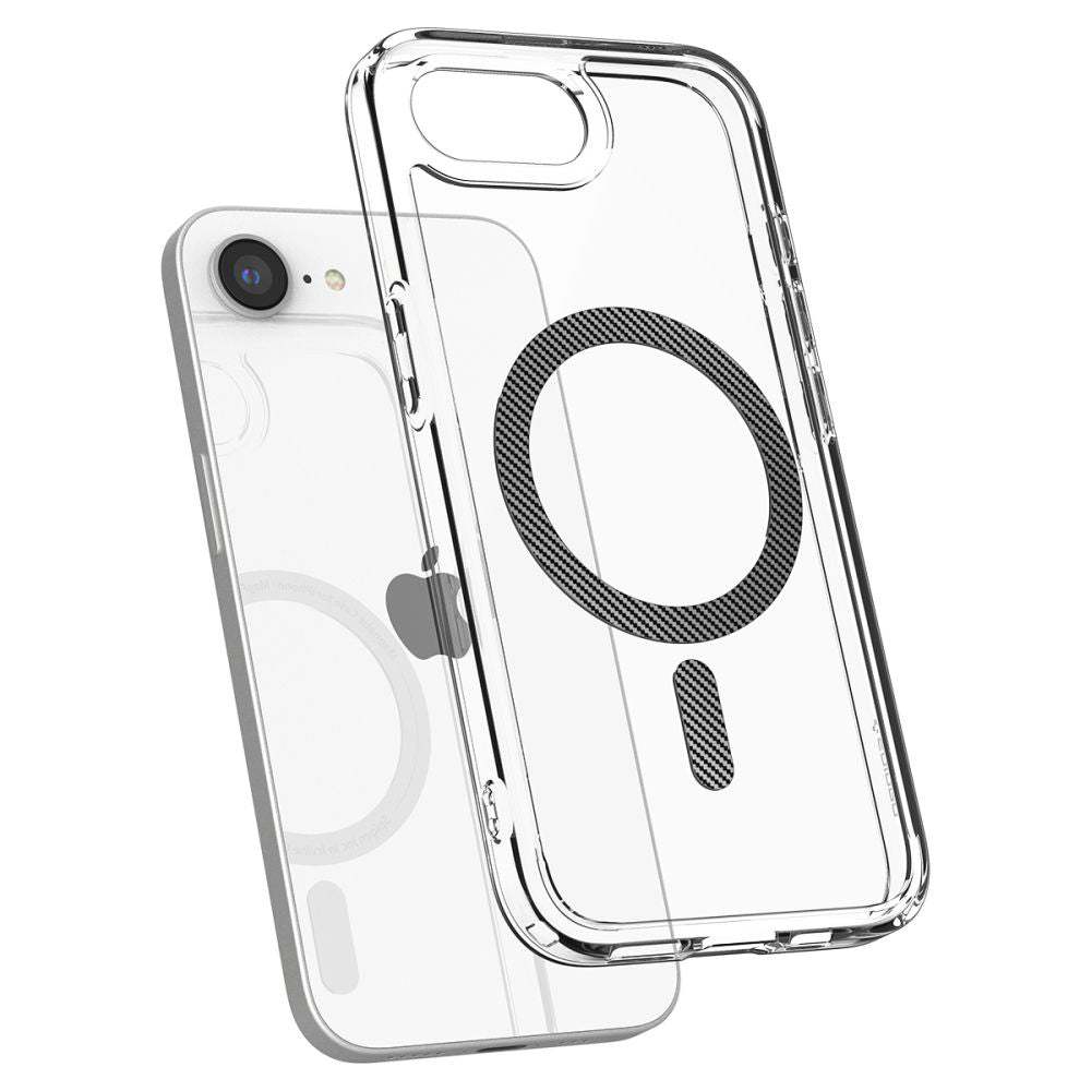 Coque MagSafe pour Apple iPhone 17e / 16e, Spigen, Ultra Hybrid Carbon, Transparente ACS09140