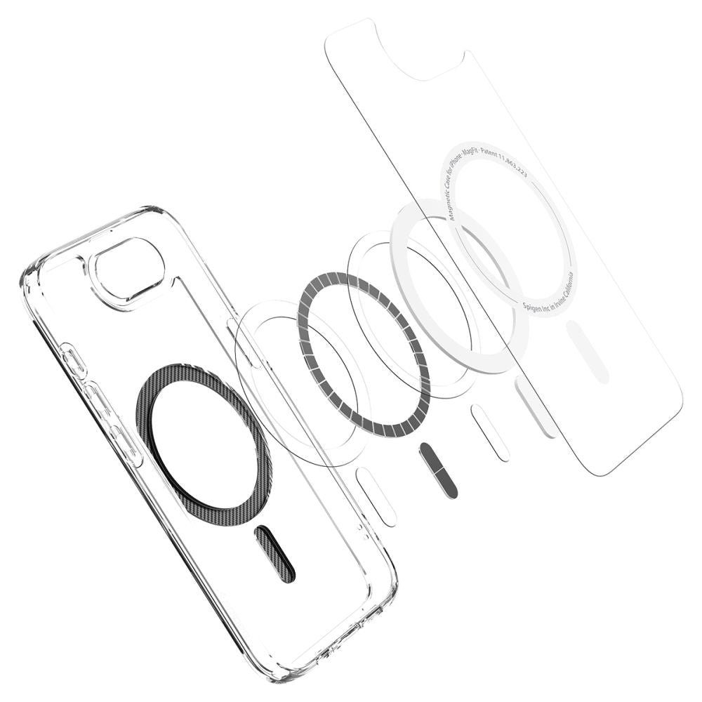 Coque MagSafe pour Apple iPhone 17e / 16e, Spigen, Ultra Hybrid Carbon, Transparente ACS09140