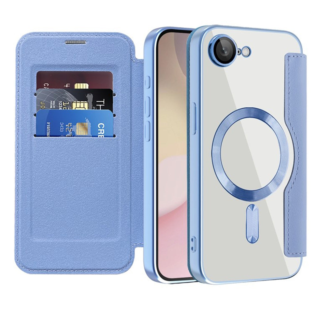 Coque MagSafe pour Apple iPhone 17e / 16e, Techsuit, SmartMag Book, Bleu