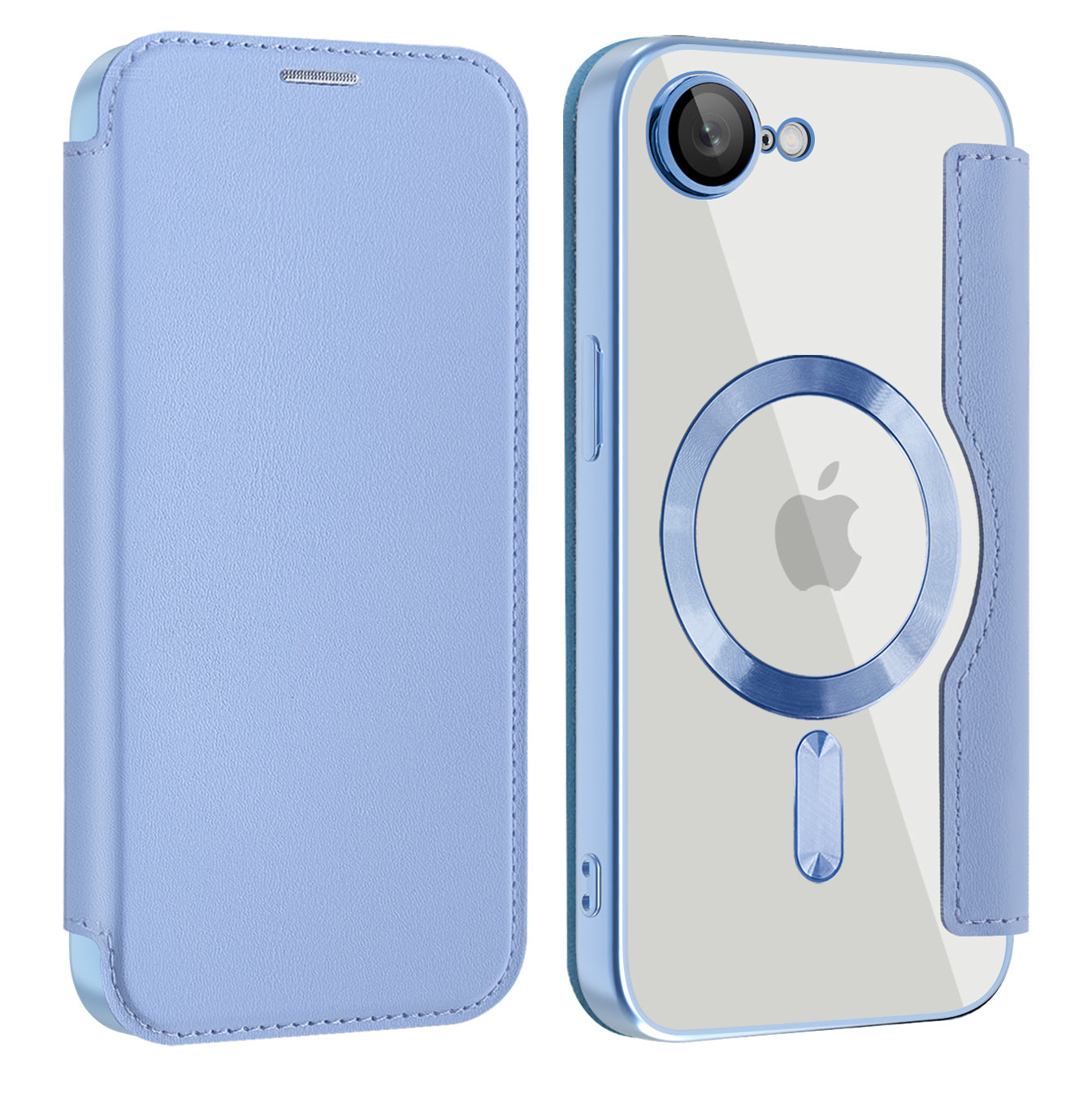 Coque MagSafe pour Apple iPhone 17e / 16e, Techsuit, SmartMag Book, Bleu