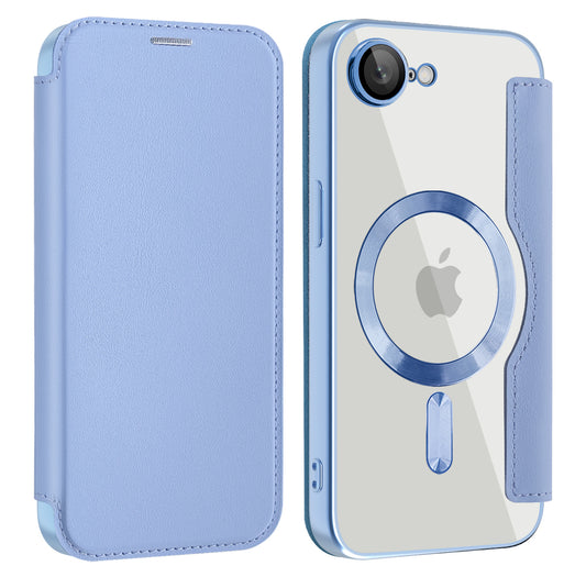 Coque MagSafe pour Apple iPhone 17e / 16e, Techsuit, SmartMag Book, Bleu