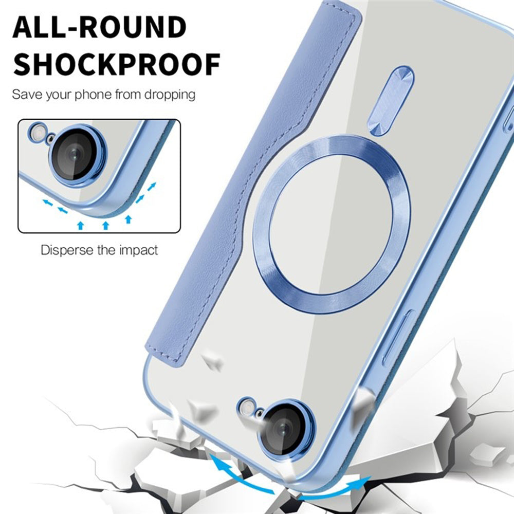 Coque MagSafe pour Apple iPhone 17e / 16e, Techsuit, SmartMag Book, Bleu
