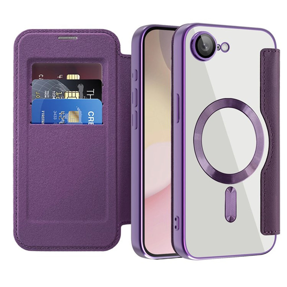 Coque MagSafe pour Apple iPhone 17e / 16e, Techsuit, SmartMag Book, Violet