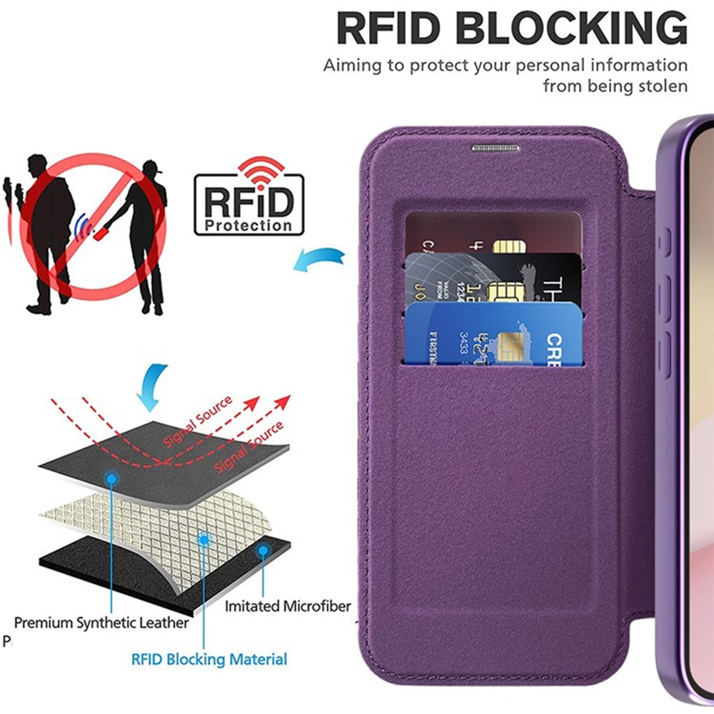 Coque MagSafe pour Apple iPhone 17e / 16e, Techsuit, SmartMag Book, Violet
