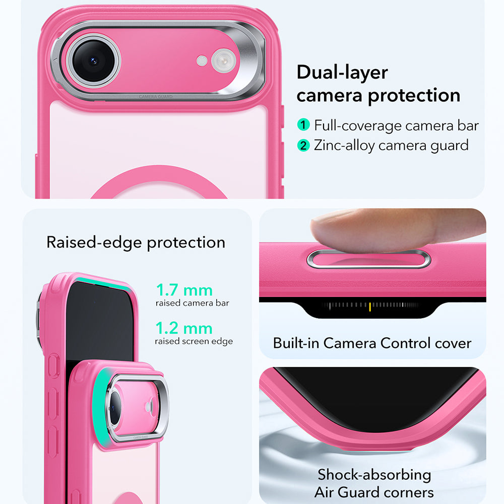 Coque MagSafe pour Apple iPhone 17 Air, ESR, Classic Hybrid Kickstand, Rose Satiné
