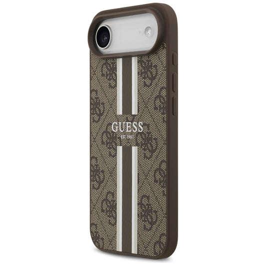 Étui MagSafe pour Apple iPhone 17 Air, Guess, 4G Printed Stripes, Marron