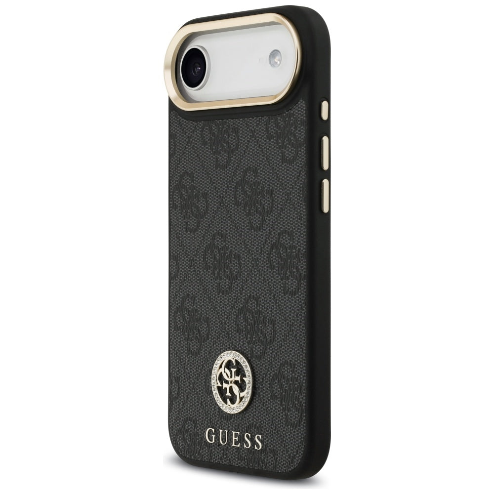 Housse MagSafe pour Apple iPhone 17 Air, Guess, 4G Strass Logo avec grande bandoulière, Noire