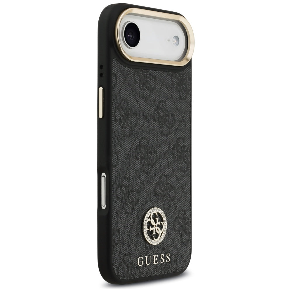 Housse MagSafe pour Apple iPhone 17 Air, Guess, 4G Strass Logo avec grande bandoulière, Noire