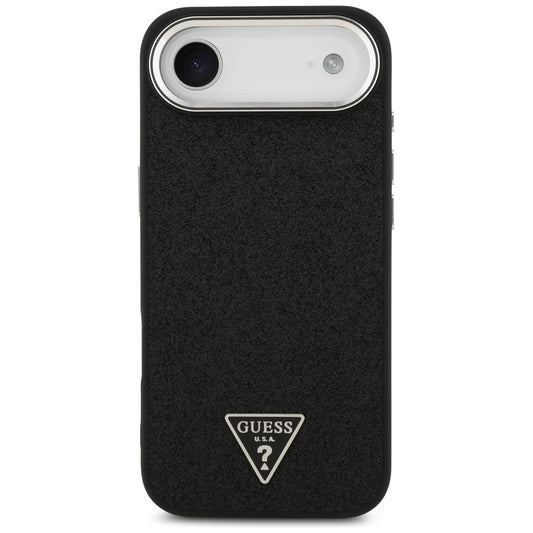 Coque MagSafe pour Apple iPhone 17 Air, Guess, Logo Triangle Pailleté, Noire
