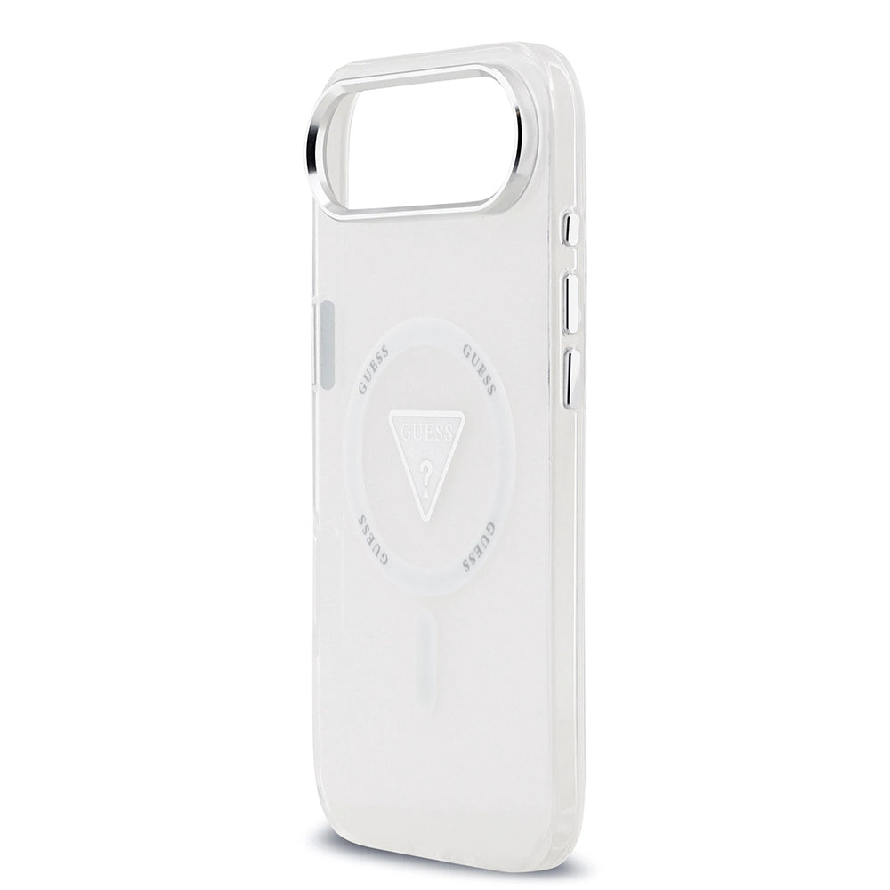 Coque MagSafe pour Apple iPhone 17 Air, Guess, Logo Triangle Dégradé IML, Transparente