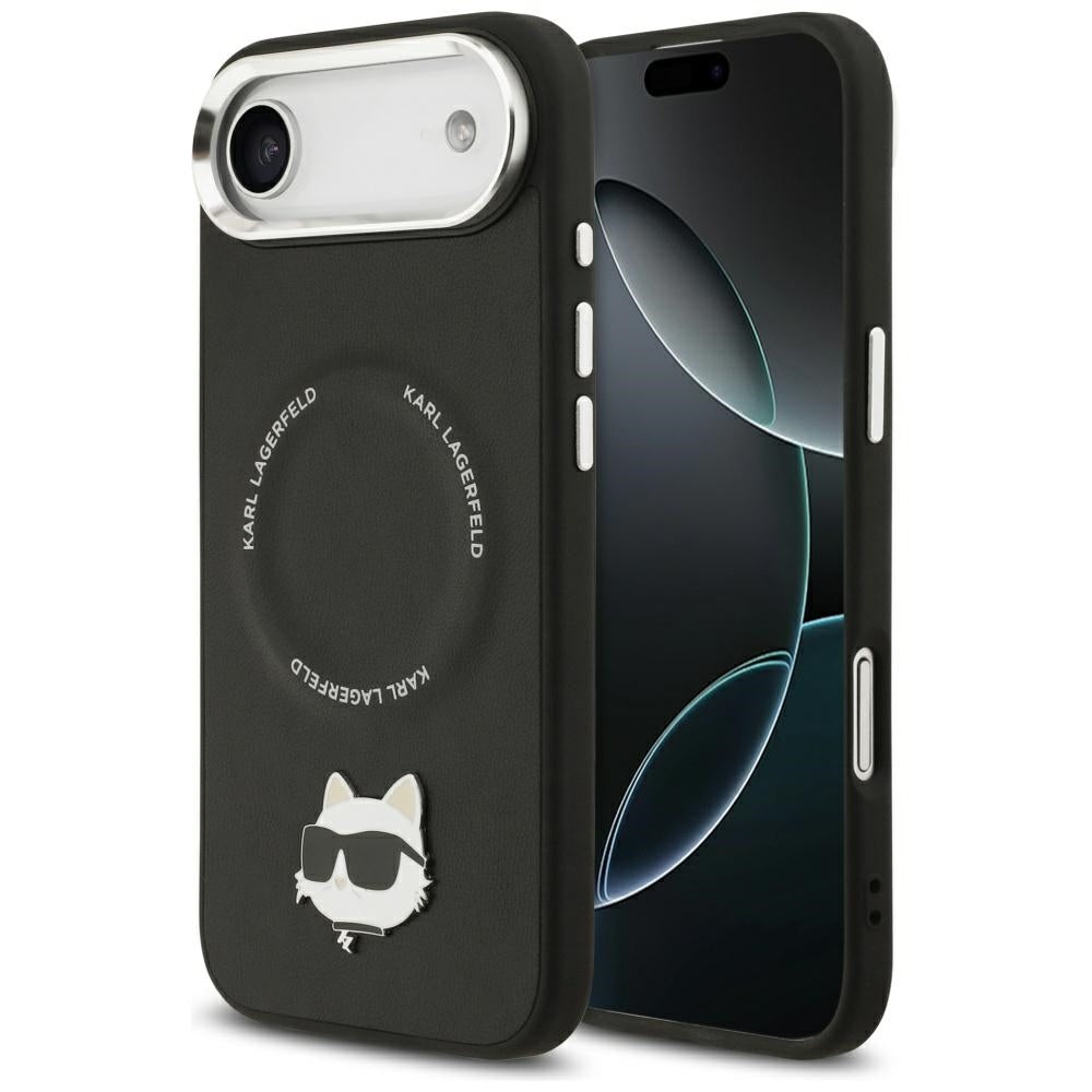 Étui MagSafe pour Apple iPhone 17 Air, Karl Lagerfeld, Choupette Pin, Noir
