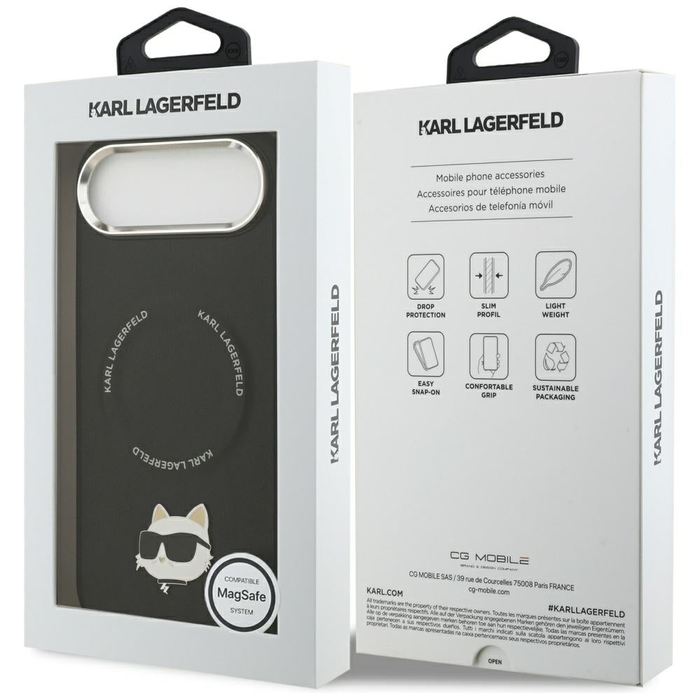Étui MagSafe pour Apple iPhone 17 Air, Karl Lagerfeld, Choupette Pin, Noir