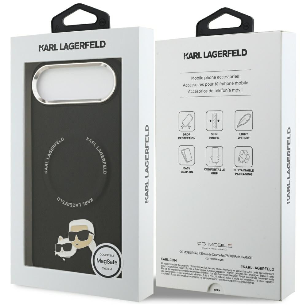 Étui MagSafe pour Apple iPhone 17 Air, Karl Lagerfeld, Karl & Choupette Pins, Noir