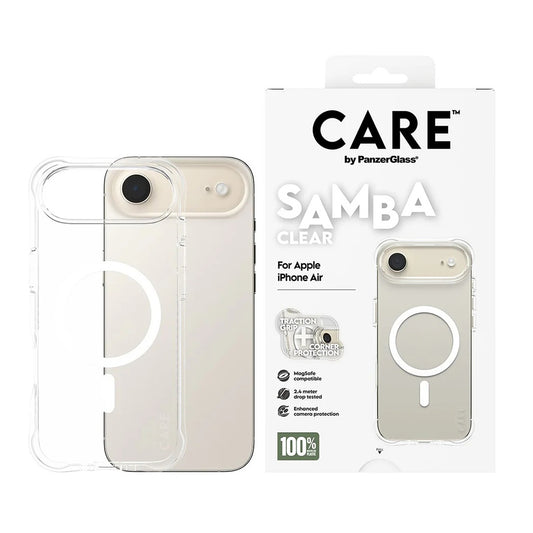 Coque MagSafe pour Apple iPhone 17 Air, PanzerGlass, Soignée Fashionable, Transparente Blanche