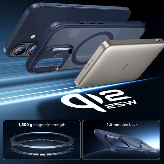 Housse MagSafe pour Apple iPhone 17, ESR, Classic Hybrid, Bleu Satiné