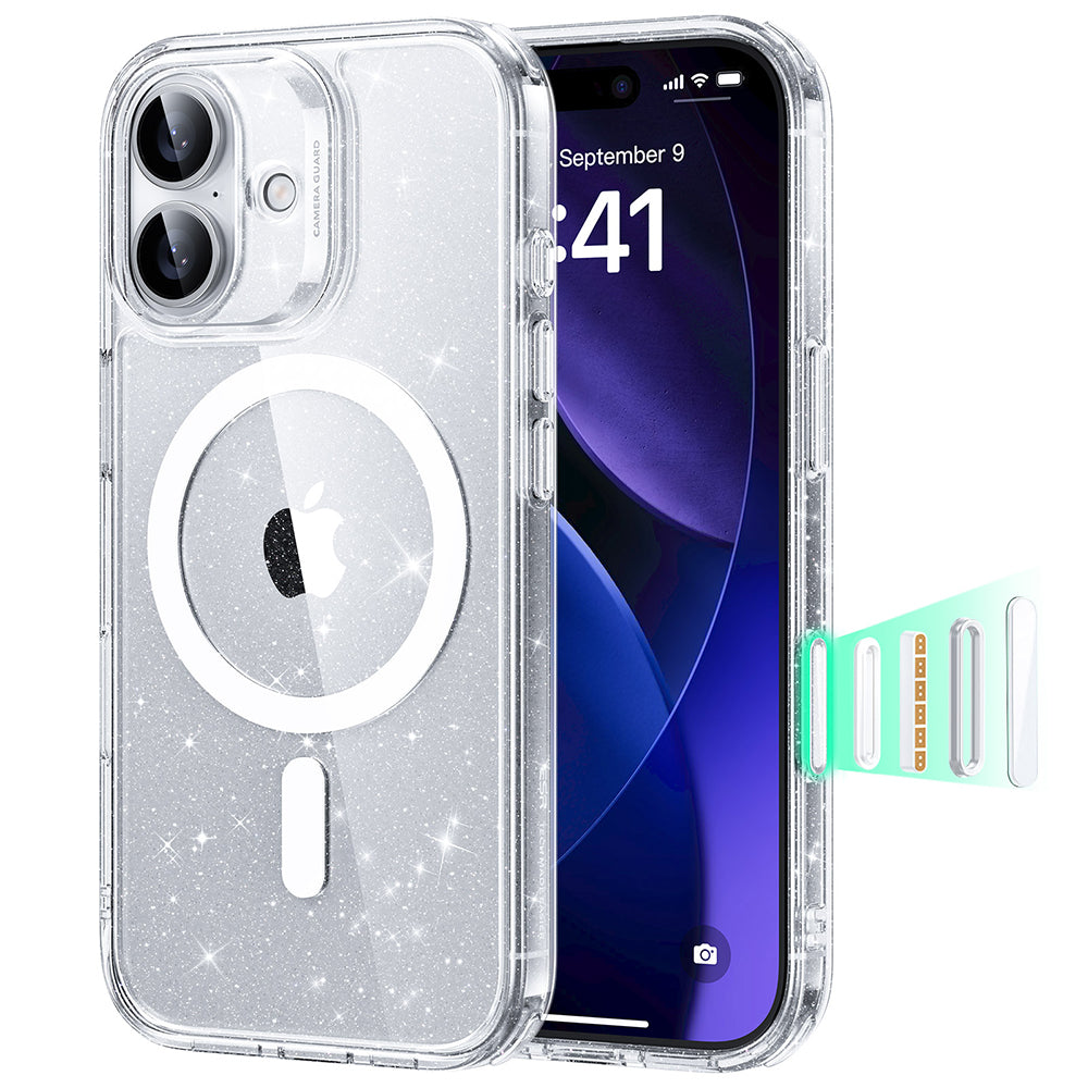 Coque MagSafe pour Apple iPhone 17, ESR, Classic Hybrid Shimmer, Transparente