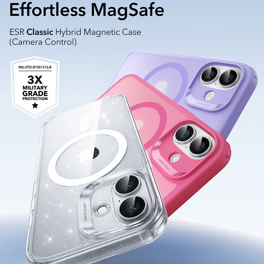 Coque MagSafe pour Apple iPhone 17, ESR, Classic Hybrid Shimmer, Transparente