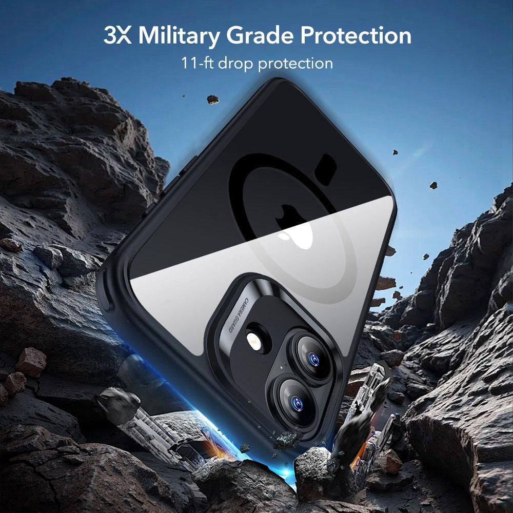 Coque MagSafe pour Apple iPhone 17, ESR, Classic Hybrid avec Protecteur d'Écran, Noir Transparent