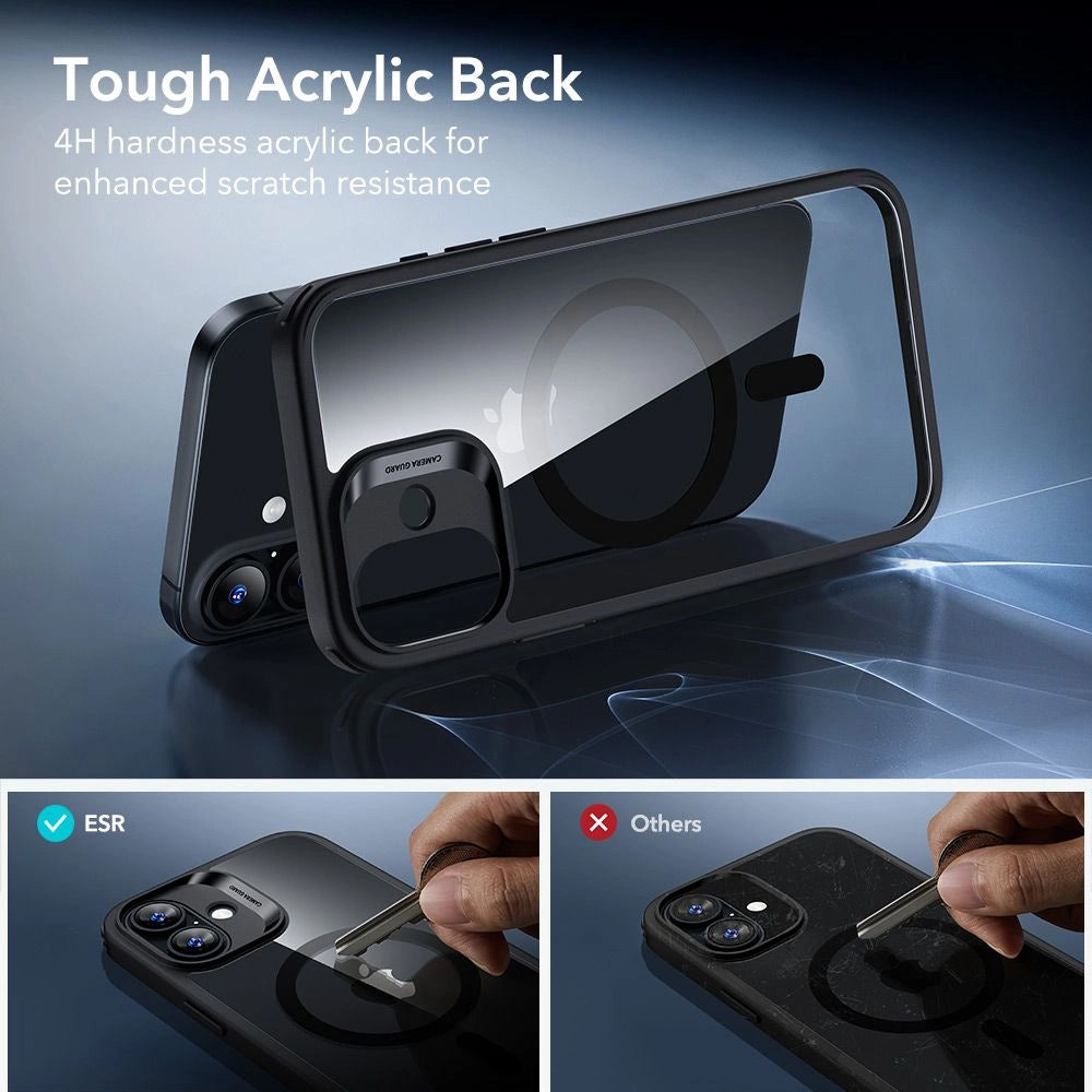 Coque MagSafe pour Apple iPhone 17, ESR, Classic Hybrid avec Protecteur d'Écran, Noir Transparent
