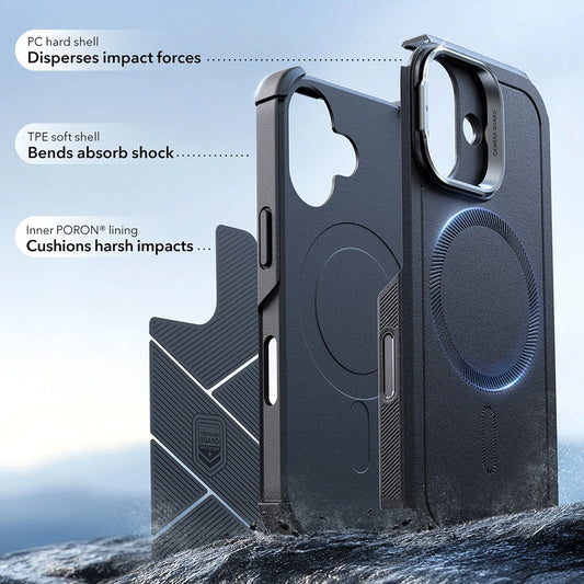 Coque MagSafe pour Apple iPhone 17, ESR, Cyber Armor Kickstand, Noire