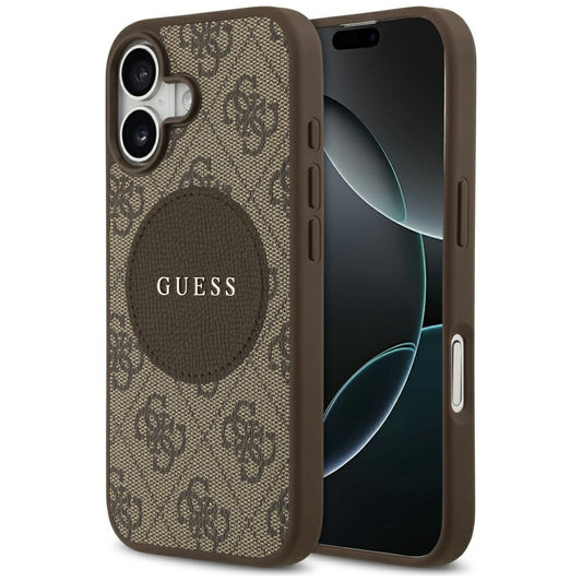 Étui MagSafe pour Apple iPhone 17, Guess, 4G Circle Classic Logo, Marron